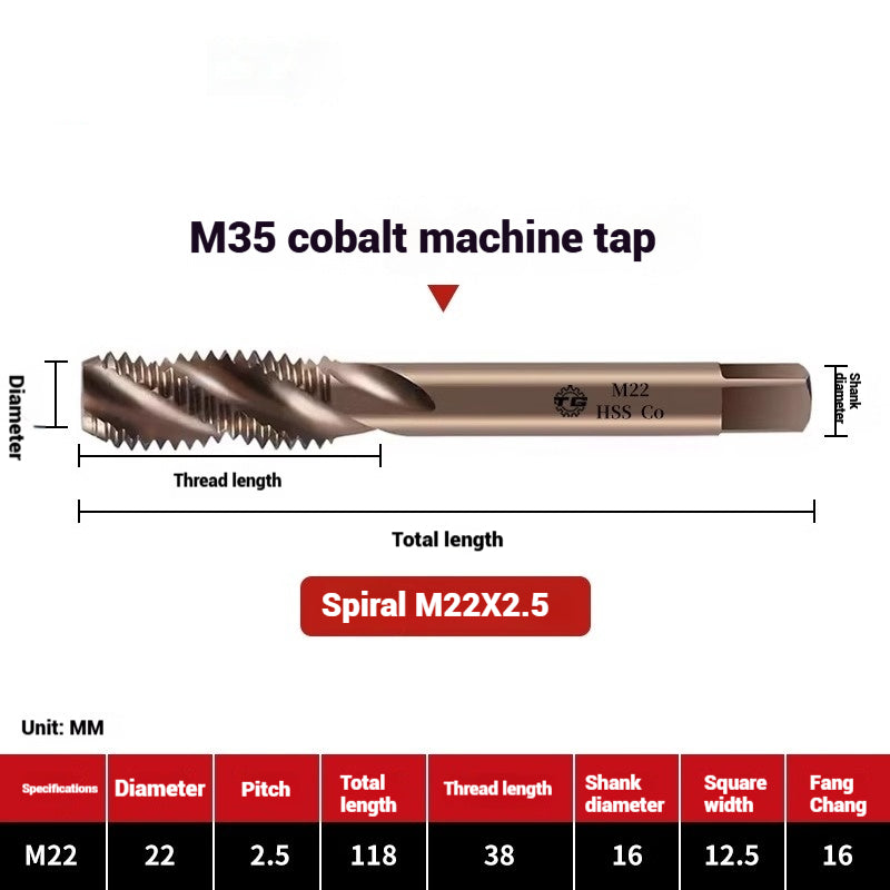 1094-M35 cobalt spiral tap machine tapping stainless steel fine teeth copper iron aluminum m3m4m5 Shandong Denso Pricision Tools Co.,Ltd.